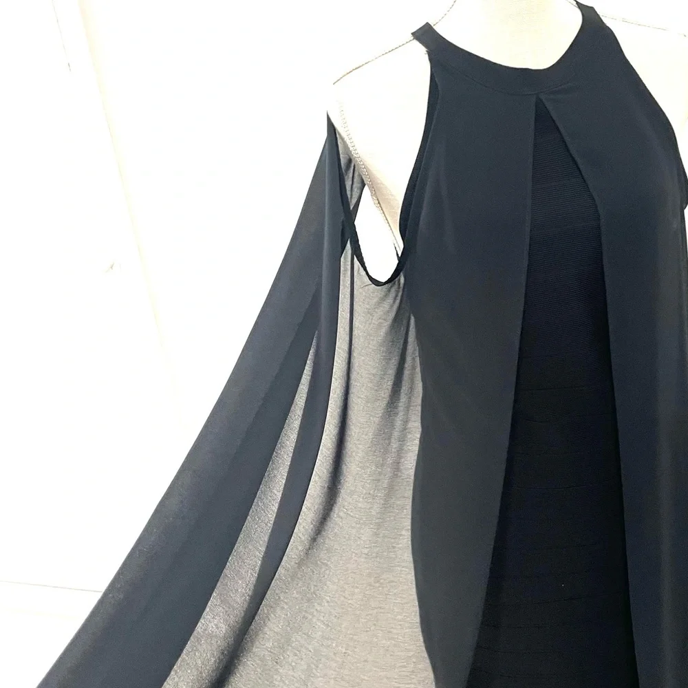 Venus Black Bandage Dress With Sexy Sheer Overlay! Like New! - Picture 8 of 13